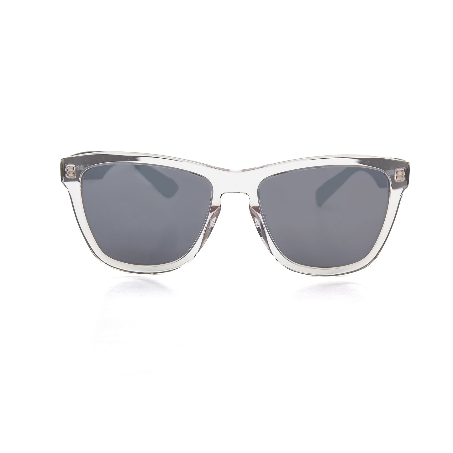 Parabolica Silverstone carbon fiber sunglasses, clear with mirrored polarized lenses, front.